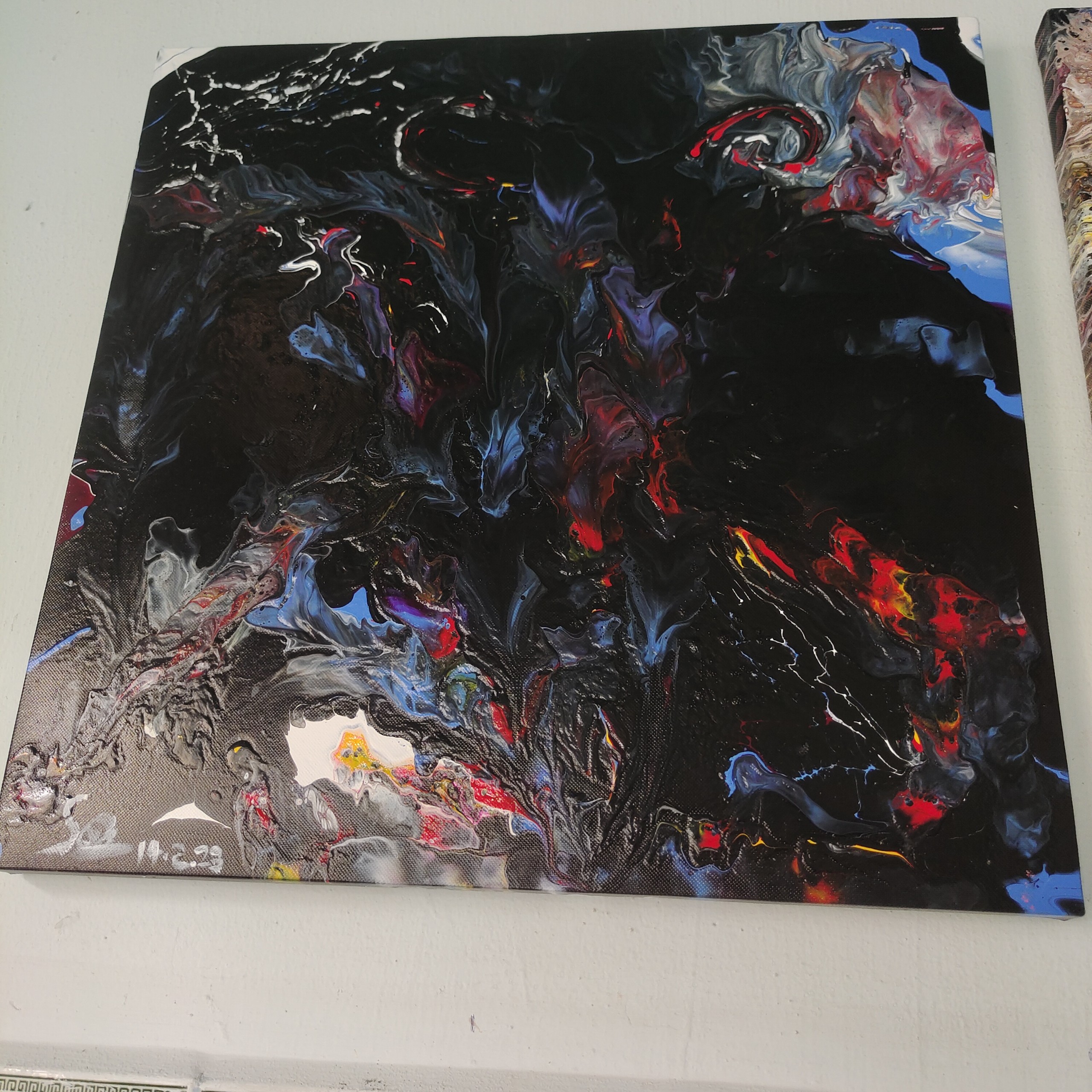 Tranh vẽ tay trừu tượng-Tranh canvas -acrylic . KT 45 x 45cm