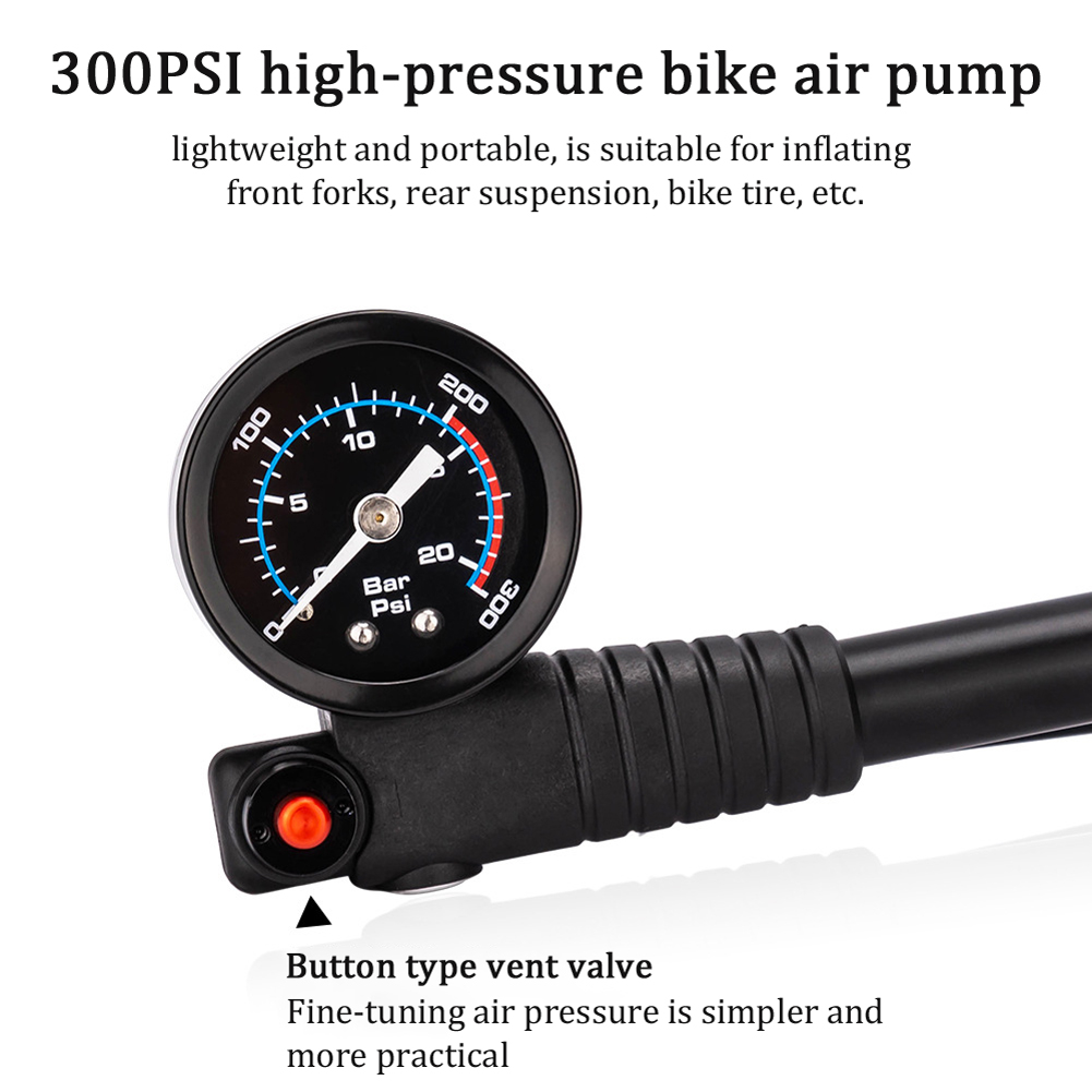 Máy bơm khí ZTTO 300PSI giảm chấn cho xe đạp MTB áp suất cao với thiết bị đo van Schrader & Presta