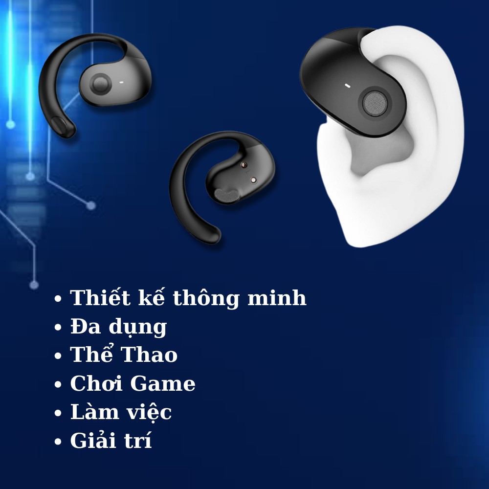 Tai nghe bluetooth thể thao RIBI X28 - Thiết kế đẹp mắt - Pin lâu - không gây đau tai - Phù hợp chạy bộ và đạp xe - Hàng Chính Hãng