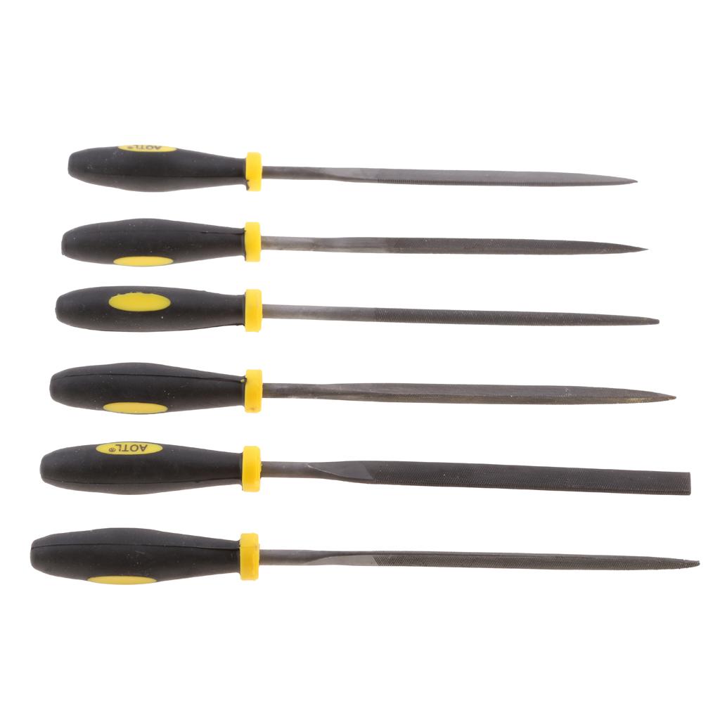 6Pc Steel Rasp Neecle File Set Jeweler Wood Carving Tool Rubber Handle