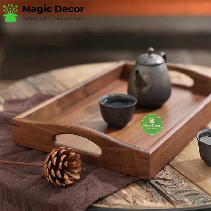 Khay trà, khay decor gỗ óc chó cao cấp