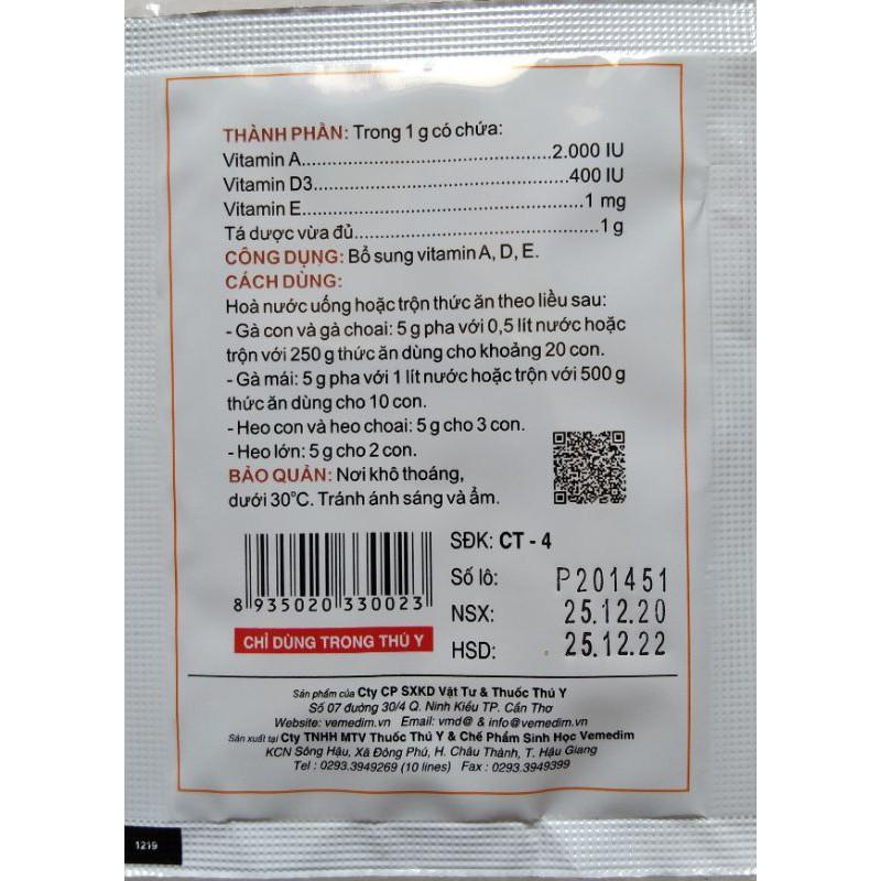 1 gói vitamin tổng hợp AD3E (5g) cho chim,vẹt, yến phụng, gia cầm, chó,mèo