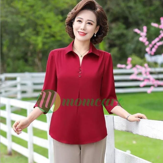 Áo Sơ Mi Nữ Trung Niên A85 - Áo kiểu trung tuổi U40 U50 cho mẹ thời trang mùa hè Đẹp sang trọng cao cấp Bigsize giá rẻ
