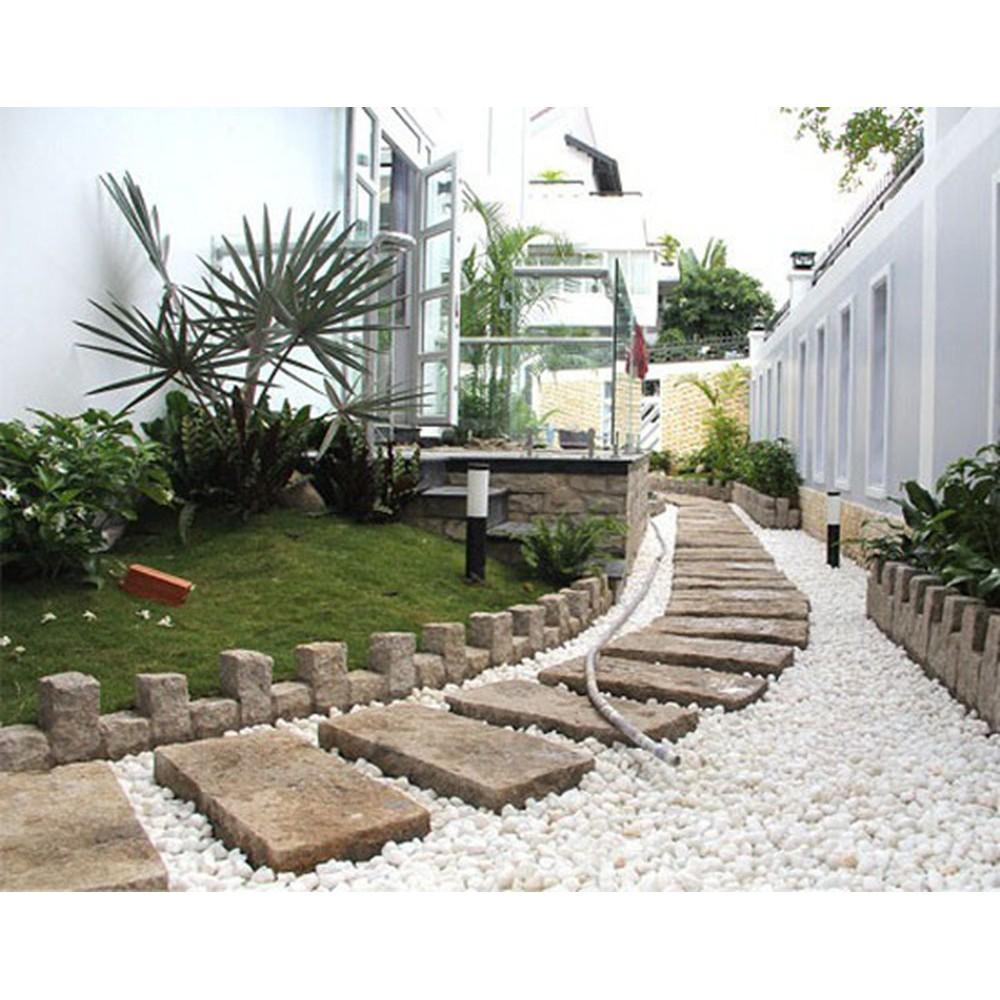 Sỏi đá trắng trang trí cây cảnh, sân vườn, hồ cá, cây kiểng kích thước 2-3cm giá rẻ nhất Bắc Ninh