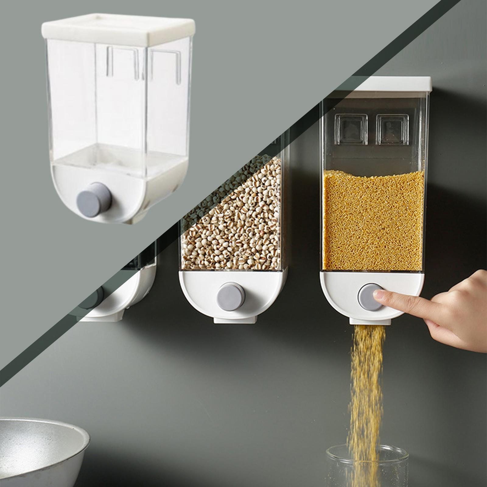 2x Wall-Mounted Food Dispenser Food Storage Container for Grain Rice Food
