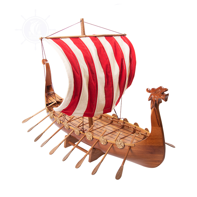 Mô Hình Thuyền Gỗ Drakkar Viking Dùng Để Trưng Bày Trang Trí Dài 64 Cm