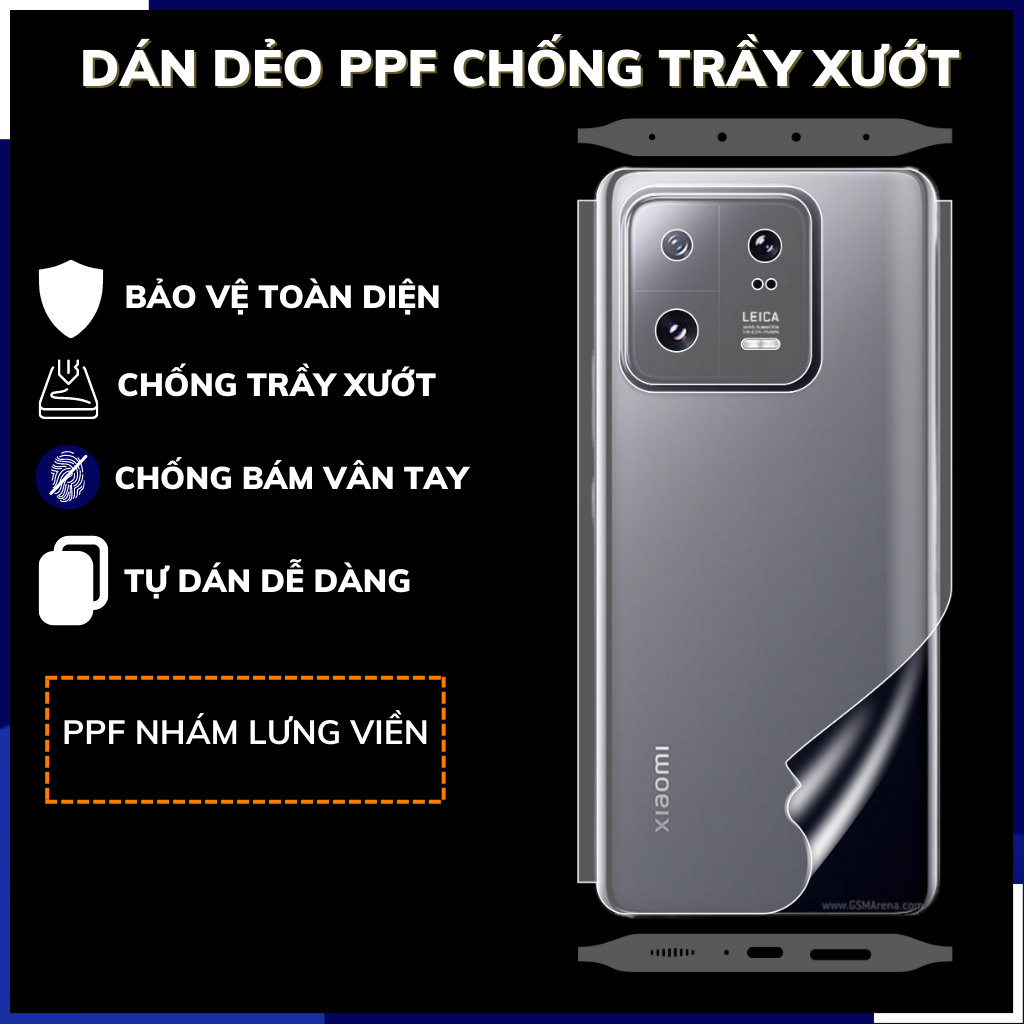 Dán dẻo PPF mi 13 pro trong suốt hoặc nhám chống bám vân tay bảo vệ điện thoại mua 1 tặng 1 huỳnh tân store
