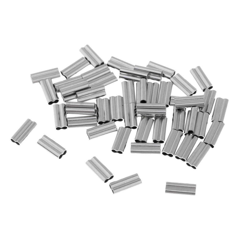 50pcs Copper Fishing Double Barrel Crimp Sleeves Carp Fishing Accessories High Strength Corrosion Resistant