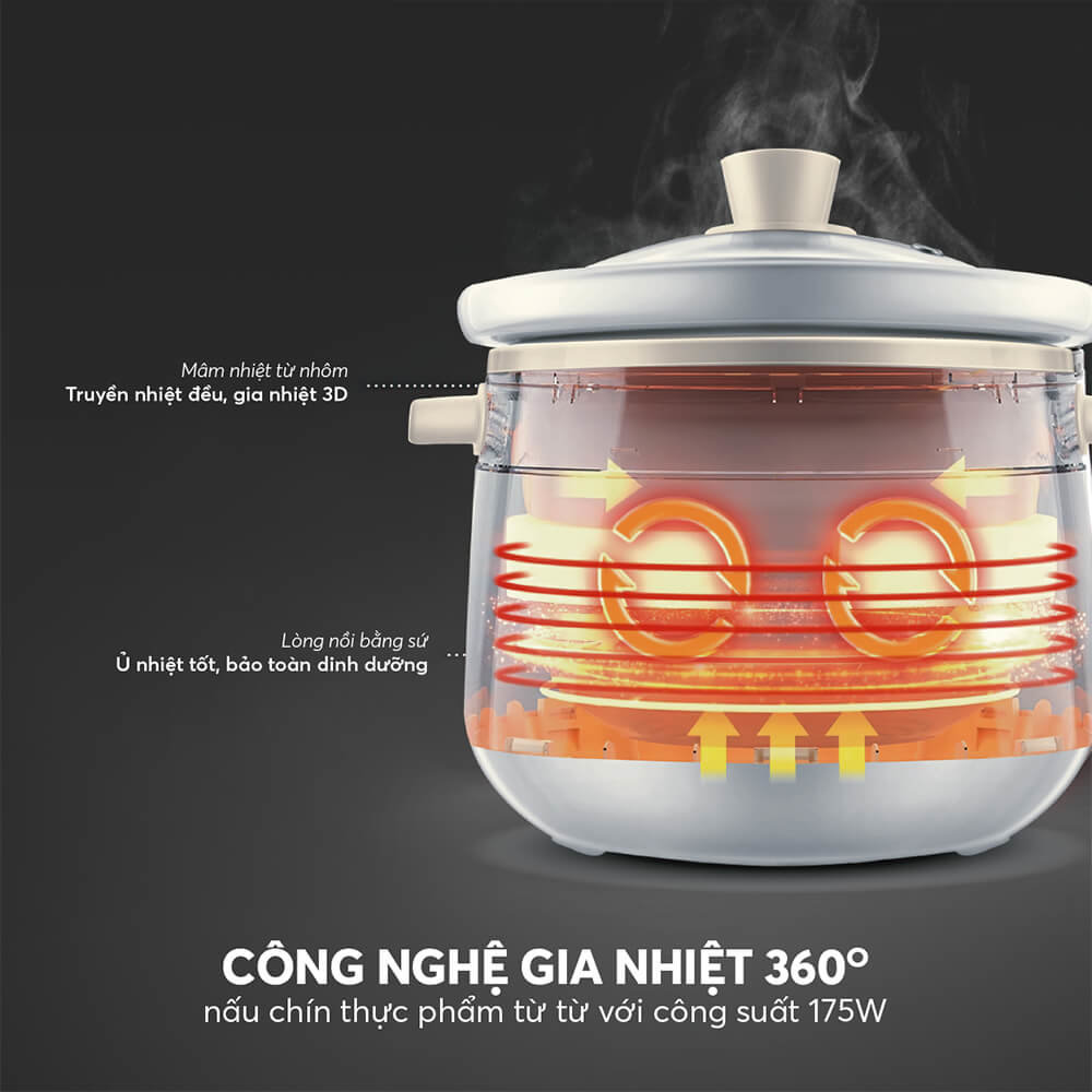 Nồi Nấu Chậm 2L Elmich SCE-8525: Chuyên Gia Nấu Cháo, Kho Cá, Chưng Yến - Hàng chính hãng