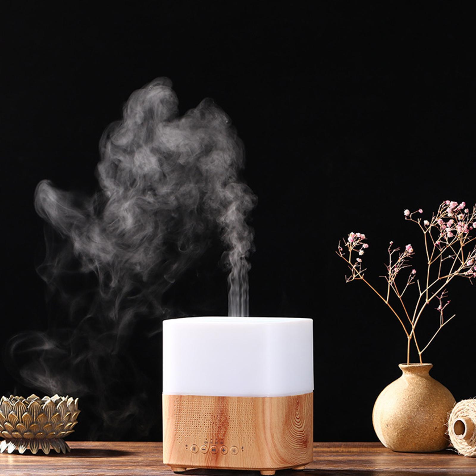 Wood Grain Air Humidifier Diffuser with Blueteeth Speaker Aromatherapy Atomization Alarm Clock Essential Oil Diffuser for Home Living Room