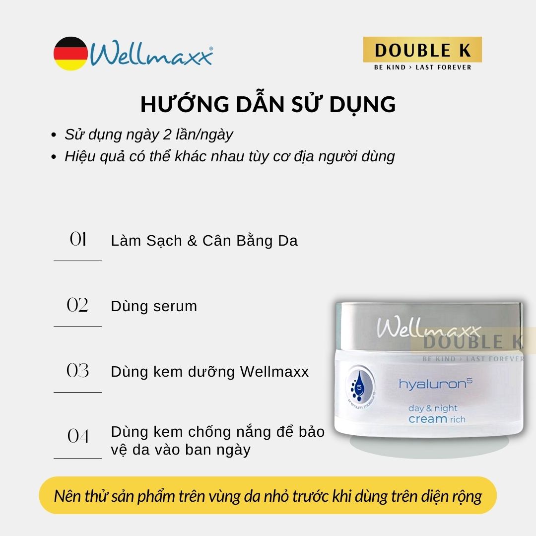 Kem Dưỡng Ẩm Wellmaxx Hyaluron5 Day & Night Cream Rich - Chống Lão Hóa, Căng Mịn Làn Da - Double K