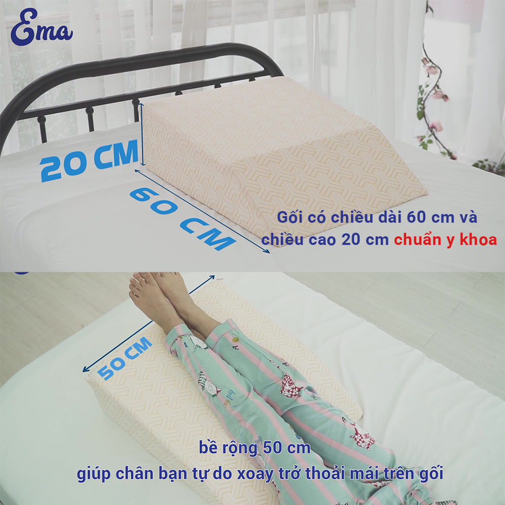 Gối kê chân chống giãn tĩnh mạch chân Ema thế hệ thứ 2 - Chiều cao chuẩn y tế - Bác sĩ khuyên dùng