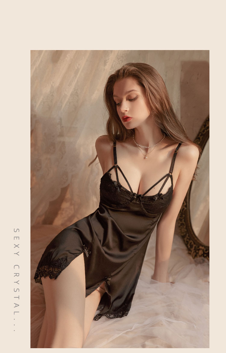 Váy ngủ sexy gợi cảm đồ ngủ dây vai tuỳ chỉnh, dây lưng có 3 nhấc lựa chọn - chất lụa satin mềm mịn_DN17