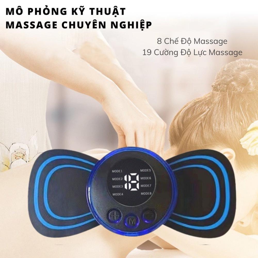 Miếng dán massage xung điện cổ vai gáy, massage toàn thân, cơ bắp chân tay, 8 chế độ mát xa, 19 cường độ tuỳ chỉnh