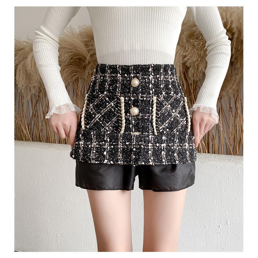 Chân váy dạ túi trước đen