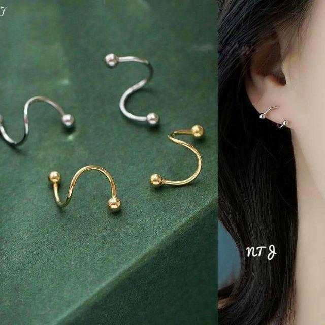 Bông tai xoắn ren bạc ta