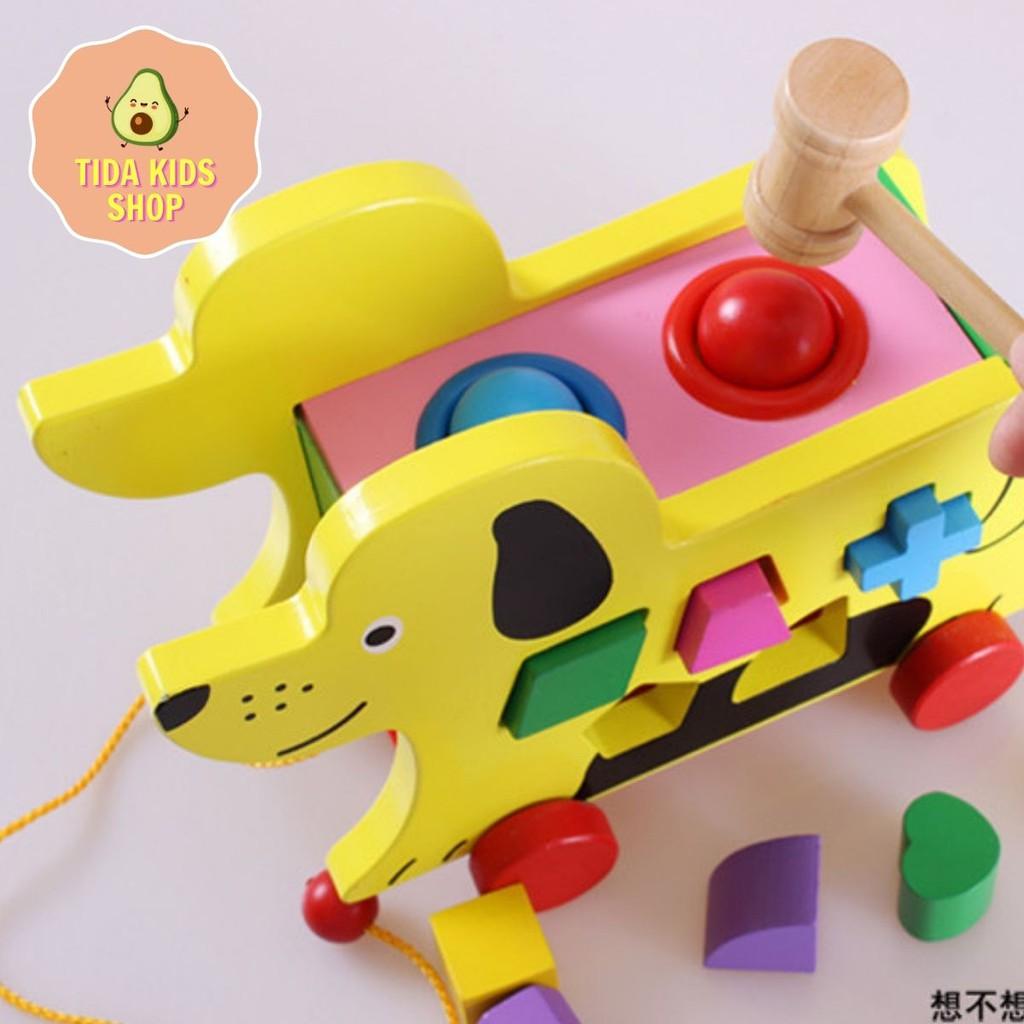 Đồ Chơi Đập Bóng, Thả Hình Con Chó, Gỗ Dày Đẹp Cho Bé