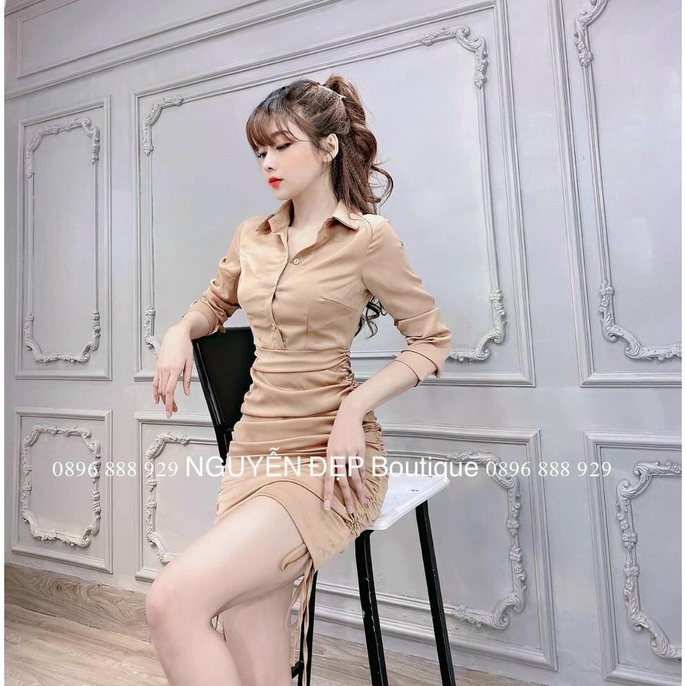 ĐẦM BODY CỔ BẺ TAY DÀI HOT QC