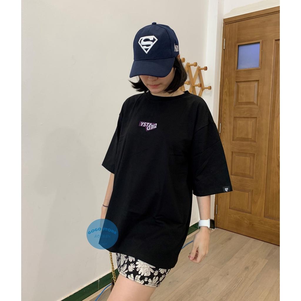 Áo thun unisex đen in nổi trước ngực-freesize-thun co giãn 4 chiều