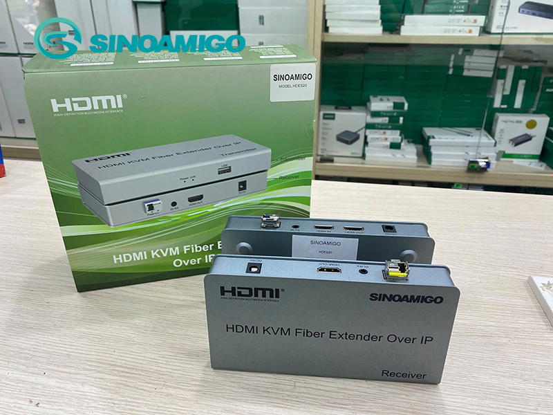 Bộ chuyển đổi HDMI sang quang 20km Sinoamigo HDES20 - Hỗ trợ KVM, IR, 2 cổng USB, Full HD - Hàng nhập khẩu chính hãng