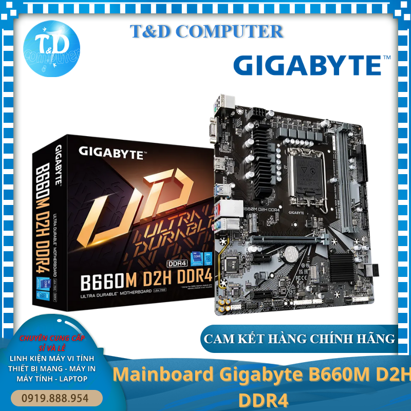 Main Gigabyte B660M D2H (Socket 1700, HDMI+VGA DDR4 M2) - Hàng chính hãng Viễn Sơn phân phối