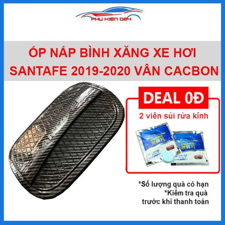 Ốp nắp bình xăng Santafe 2019-2020 vân cacbon chống trầy trang trí ô tô