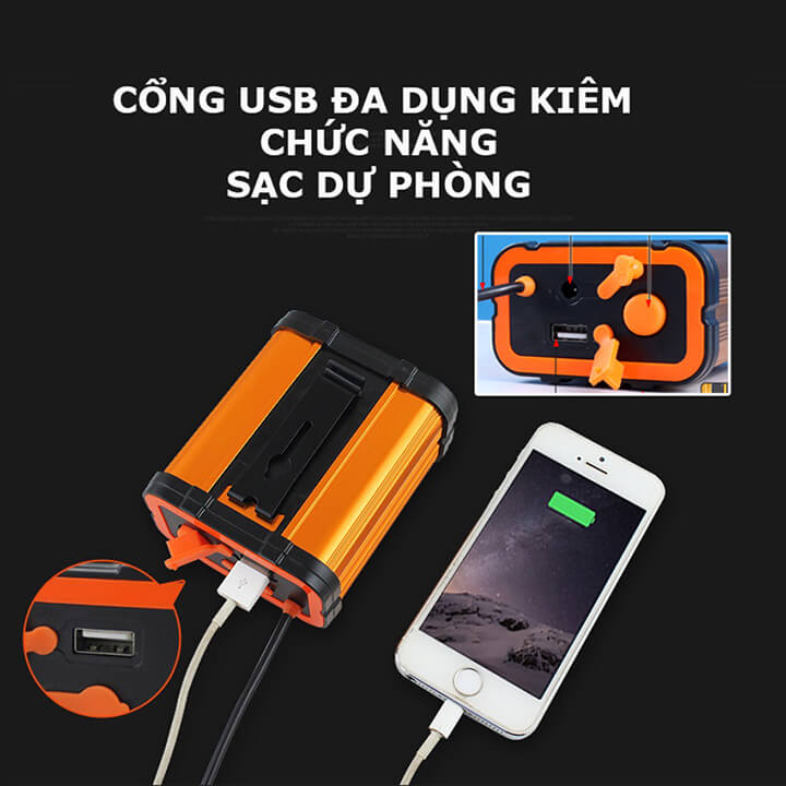 Đèn pin đội đầu siêu sáng chiếu xa 500m bình rời, pin trâu 10000mAh có cổng USB kiêm sạc dự phòng, đèn COB phụ đa năng DT-H28