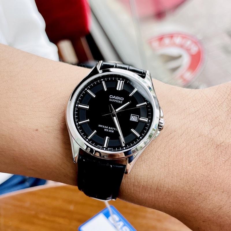 Đồng Hồ Nam Dây Da Casio Standard MTS-100L-1AVDF Chính Hãng - MTS-100L-1A Pin 10 năm - Kính Sapphire