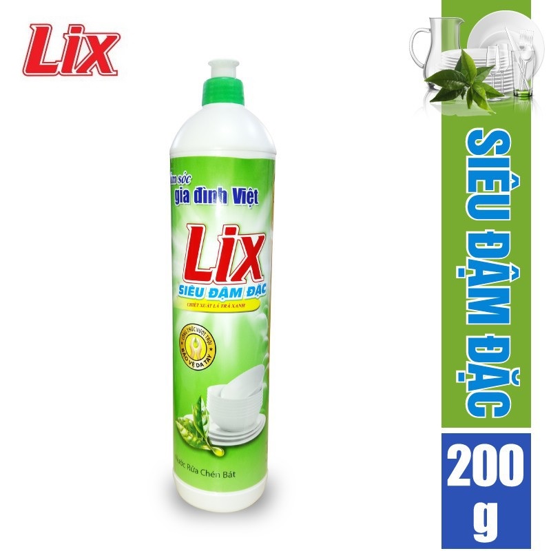 Nước rửa chén Lix siêu đậm đặc hương trà xanh 200g TX20T