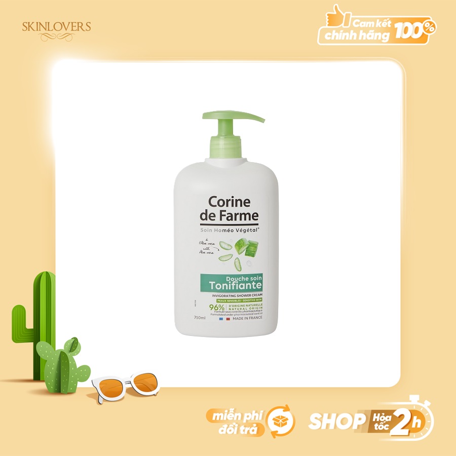 [ Tặng 1 hũ muối tắm ] Sữa tắm dưỡng da Corine de Farme tinh chất Nha đam 750ML