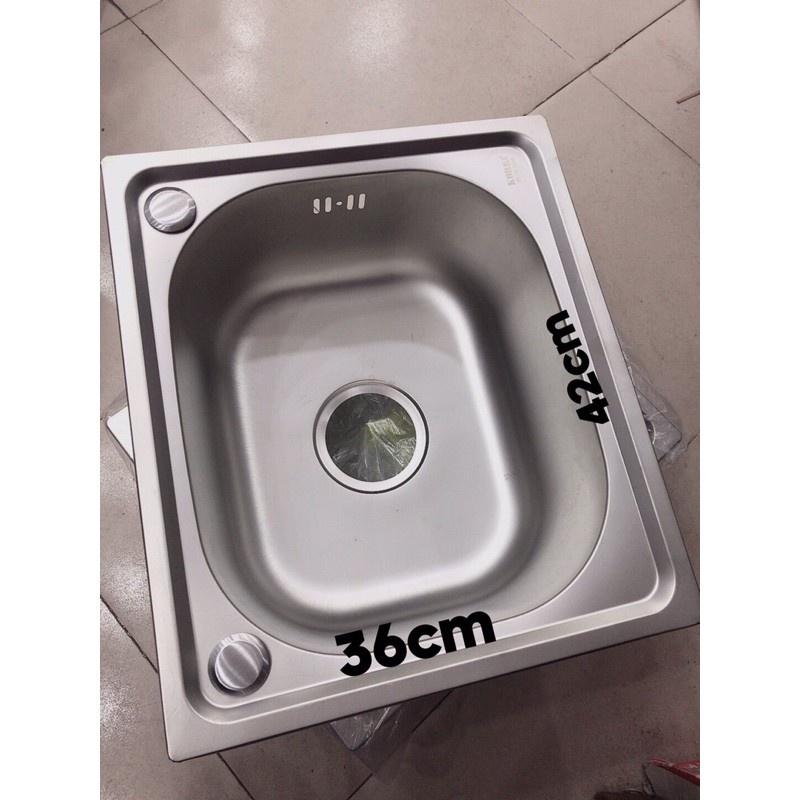 Chậu bồn rửa bát chén đơn chất liệu INOX 304 kèm ống xả thoát nước