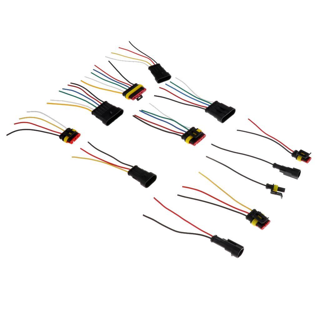 1 2 3 4 5 6 Pins Way Sealed Waterproof Electrical Wire Connector Plug Car Auto Waterproof Electrical Connector Plug Socket Kit with Wire, Pack of 6