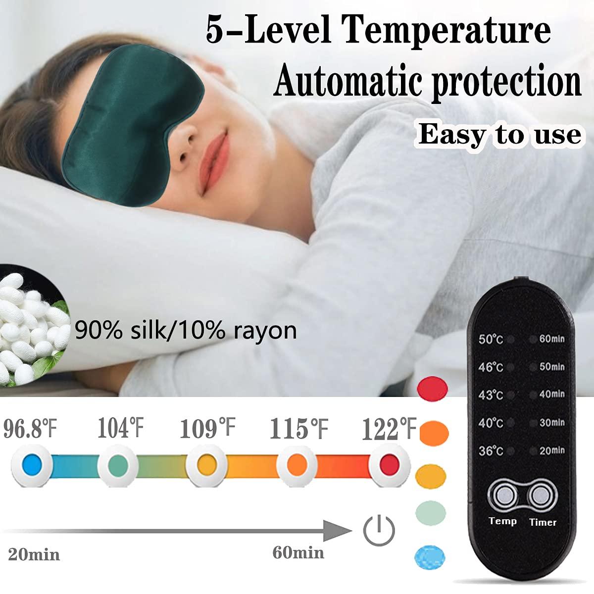 Mặt nạ mắt làm nóng cho mắt khô, mặt nạ ngủ, mặt nạ mắt lụa, USB có điều khiển nhiệt độ và thời gian