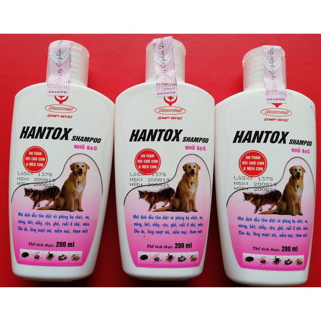 Sữa Tắm Trị Ve Rận Bọ Chét Cho Chó Mèo Hantox Shampoo Hồng 200ml - Long Vũ Pet Shop