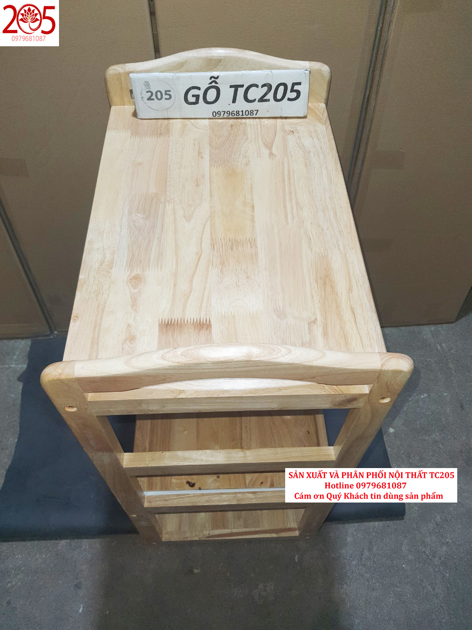Kệ vi sóng 3 tầng gỗ cao su 100% - 205 TC