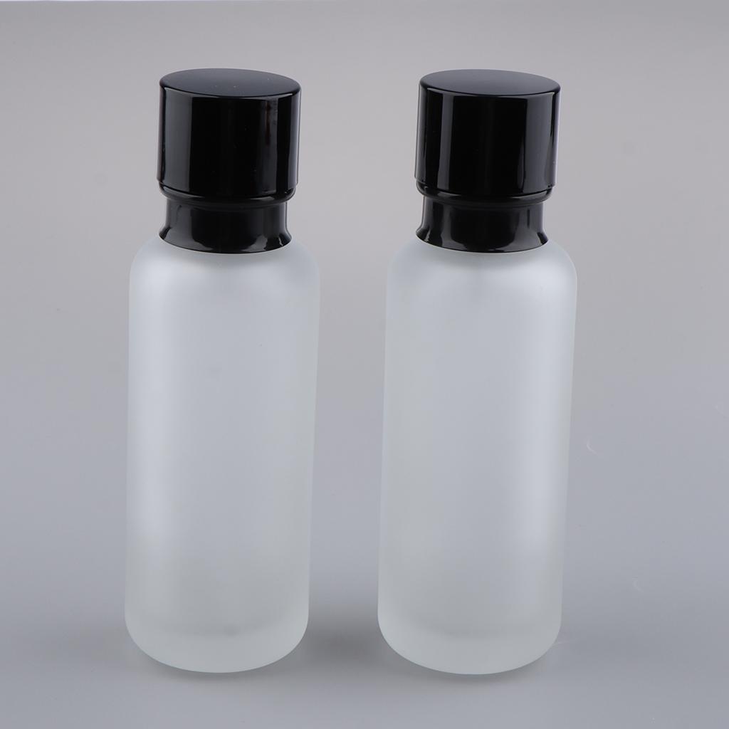 2x Empty Glass Makeup Container Lotion Cream Jar Pump Bottle Case for Travel