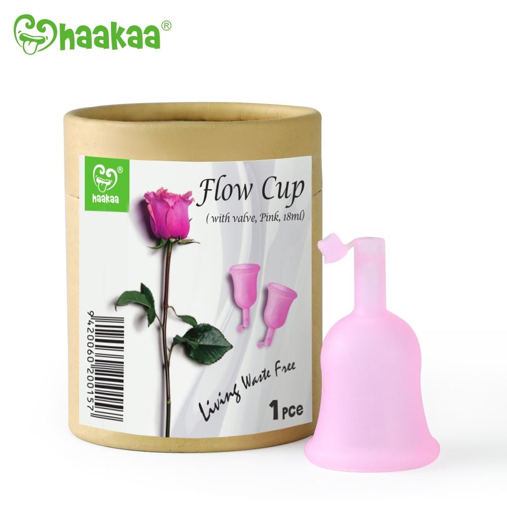 Cốc nguyệt san có van Flowcup Haakaa. Chất liệu silicone cao cấp. Không chứa BPA, PVC và phthalate. Mềm mại, tiết kiệm, thay thế băng vệ sinh hoàn hảo