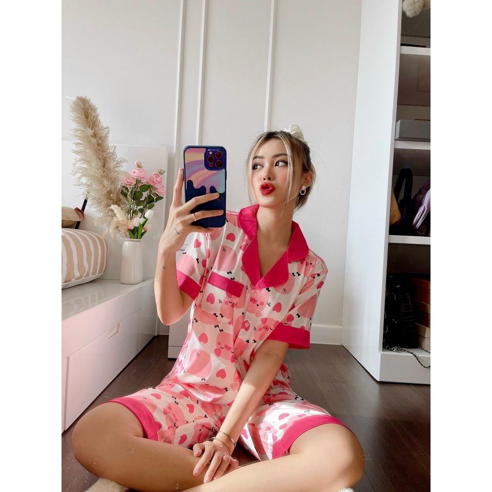 Bộ Lụa Lửng Họa Tiết Mặc Nhà