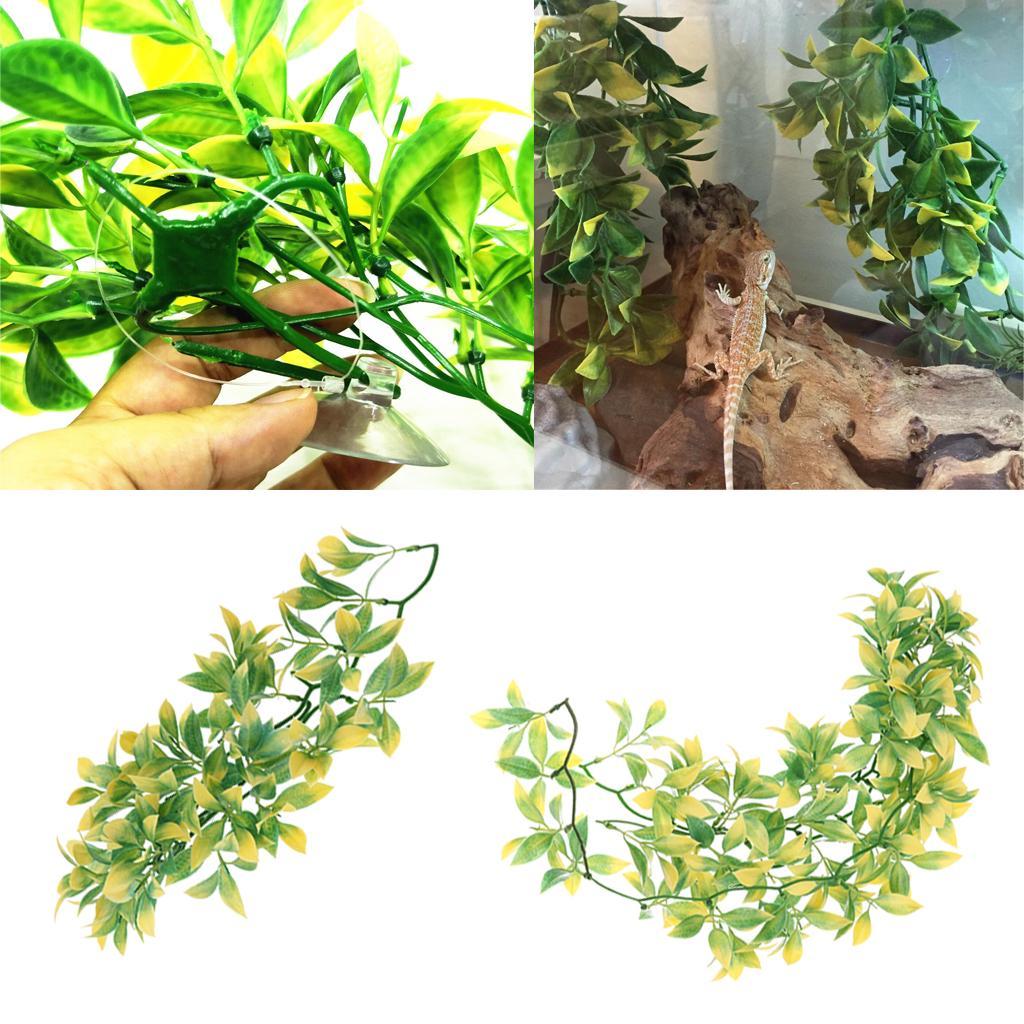 2Pack Reptile Terrarium Vivarium Ornament Decor Artificial Plant Fake Ivy Vine