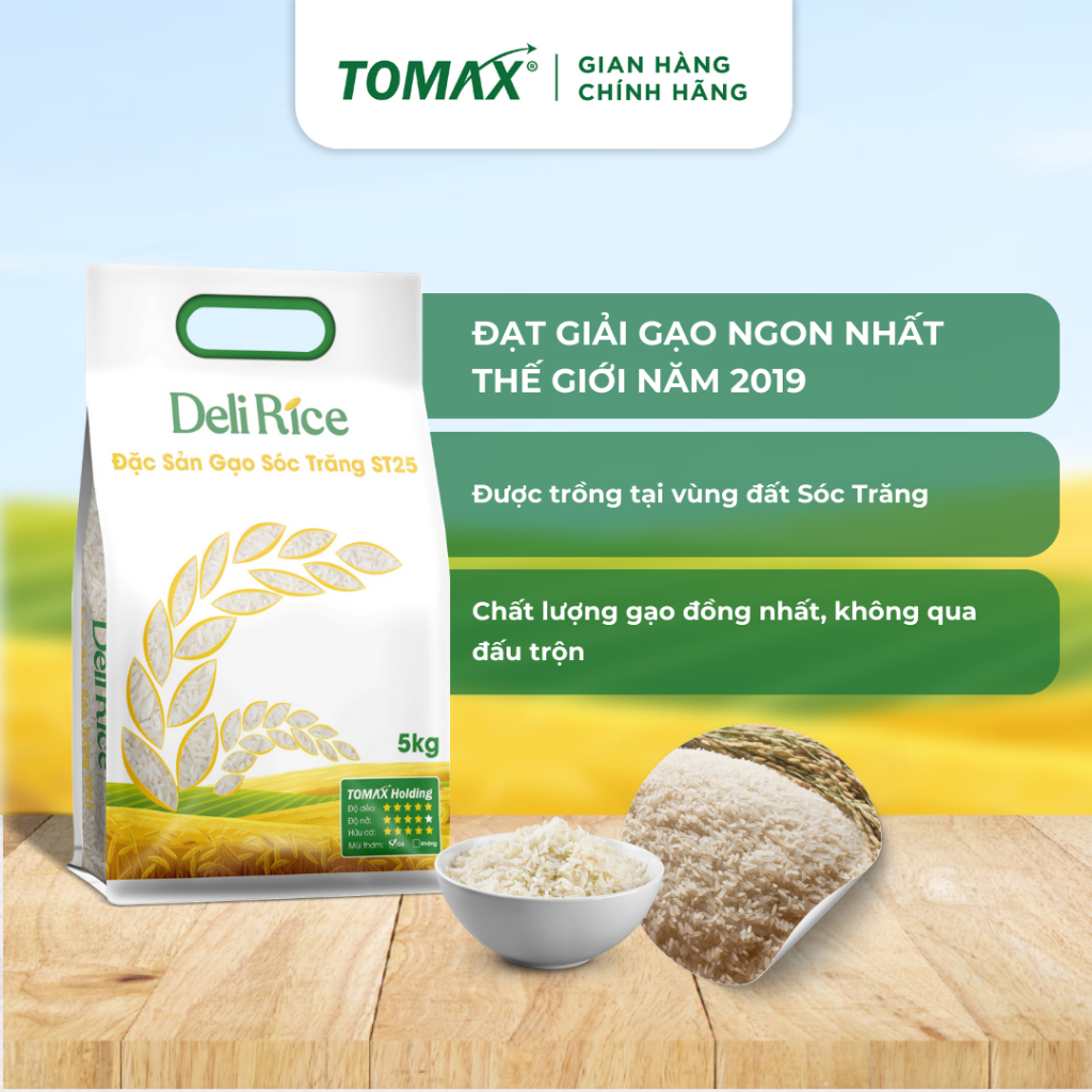 Combo 2 túi 5kg gạo ST25 Tomax thượng hạng, dẻo thơm