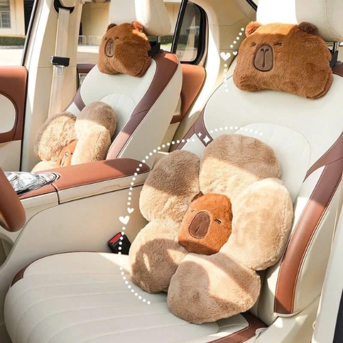 Tựa Đầu Tựa Lưng Ghế Oto Hình Capybara Hottrend, Tựa Ghế Trang Trí Cute Mặt Capybara Nghộ Nghĩnh - Hàng Chính Hãng MINIIN