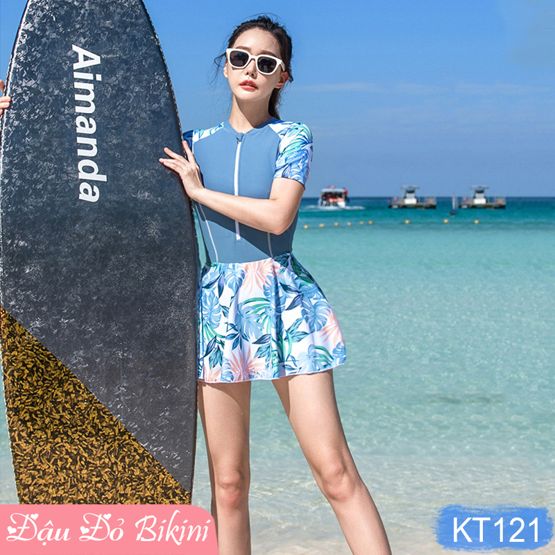 Bộ đồ bơi nữ Big Size cao cấp, áo tắm liền thân váy in hoa sang chảnh thời trang, chất thun bơi lạnh xịn co giãn cao, tôn dáng đẹp, có size nhỏ cho nữ từ 43kg | KT121