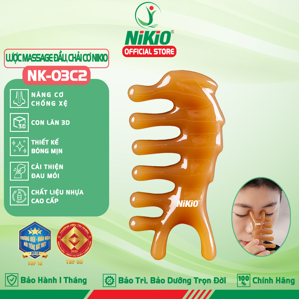 Lược massage kinh tuyến, massage da đầu Nikio NK-03C2 - Chăm sóc thư giãn đầu óc, Massage các huyệt bị trên mặt