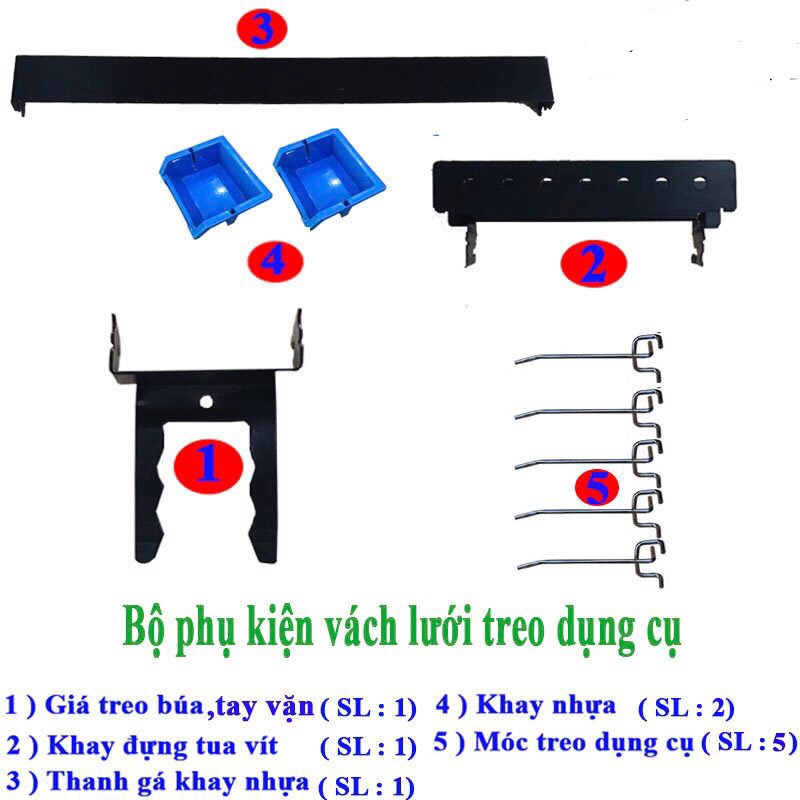 Bộ phụ kiện vách lưới pegboard treo tường