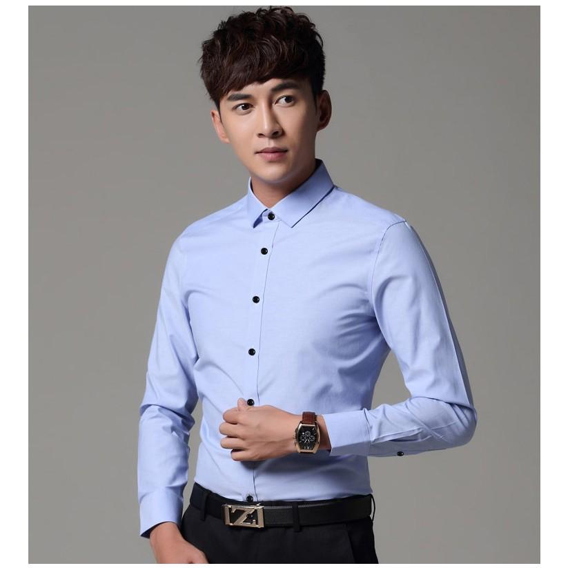 Áo sơ mi nam dài tay cotton lụa không nhăn