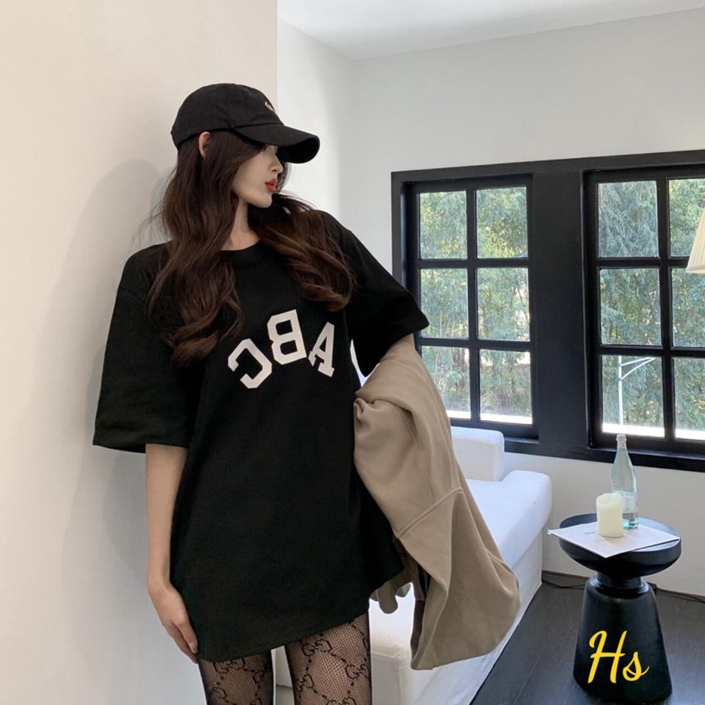 Áo Phông Nữ Hàn Quốc Dáng Rộng In ABC Ngắn Tay 2 Màu Siêu Xinh Unisex