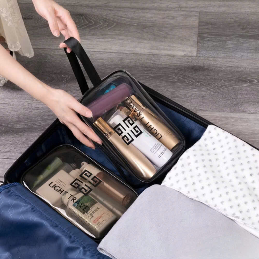 Set 3 túi trong suốt đựng mỹ phẩm du lịch, bộ 3 túi đựng đồ đa năng chống thấm nước