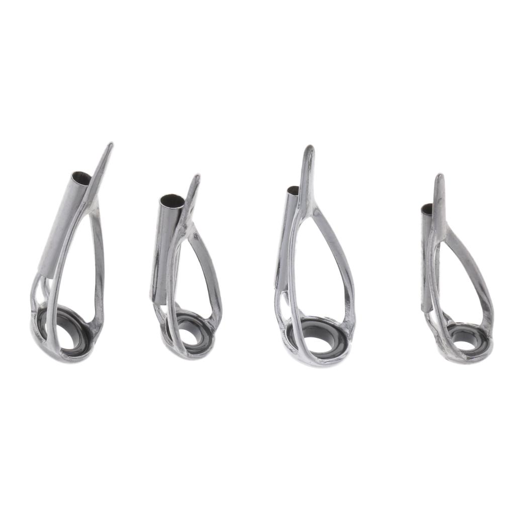 5Pcs Stainless Steel Fishing Rod Guides Rod Repair Kit DIY Tips Rings