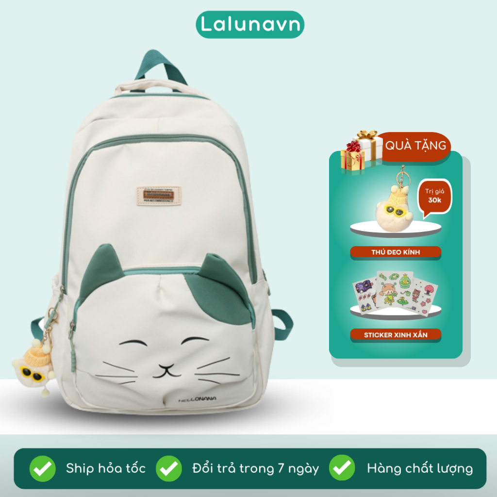 Balo đi học cho nữ hình mèo phong cách Hàn Quốc dễ thương đáng yêu LALUNA B154