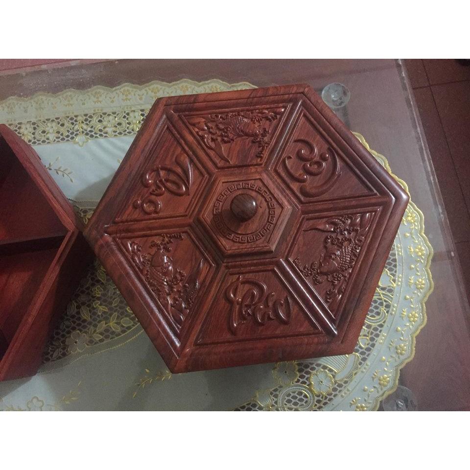 Hộp đựng bánh kẹo phúc lộc thọ gỗ hương đỏ